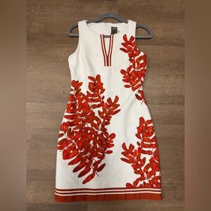 Taylor White and Red Midi Dress